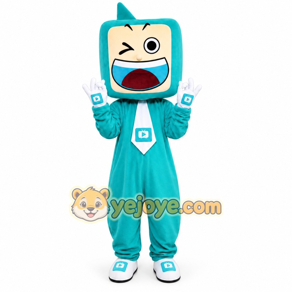 Blue Tv Mascot Costume Blue Tv Mascot Costume