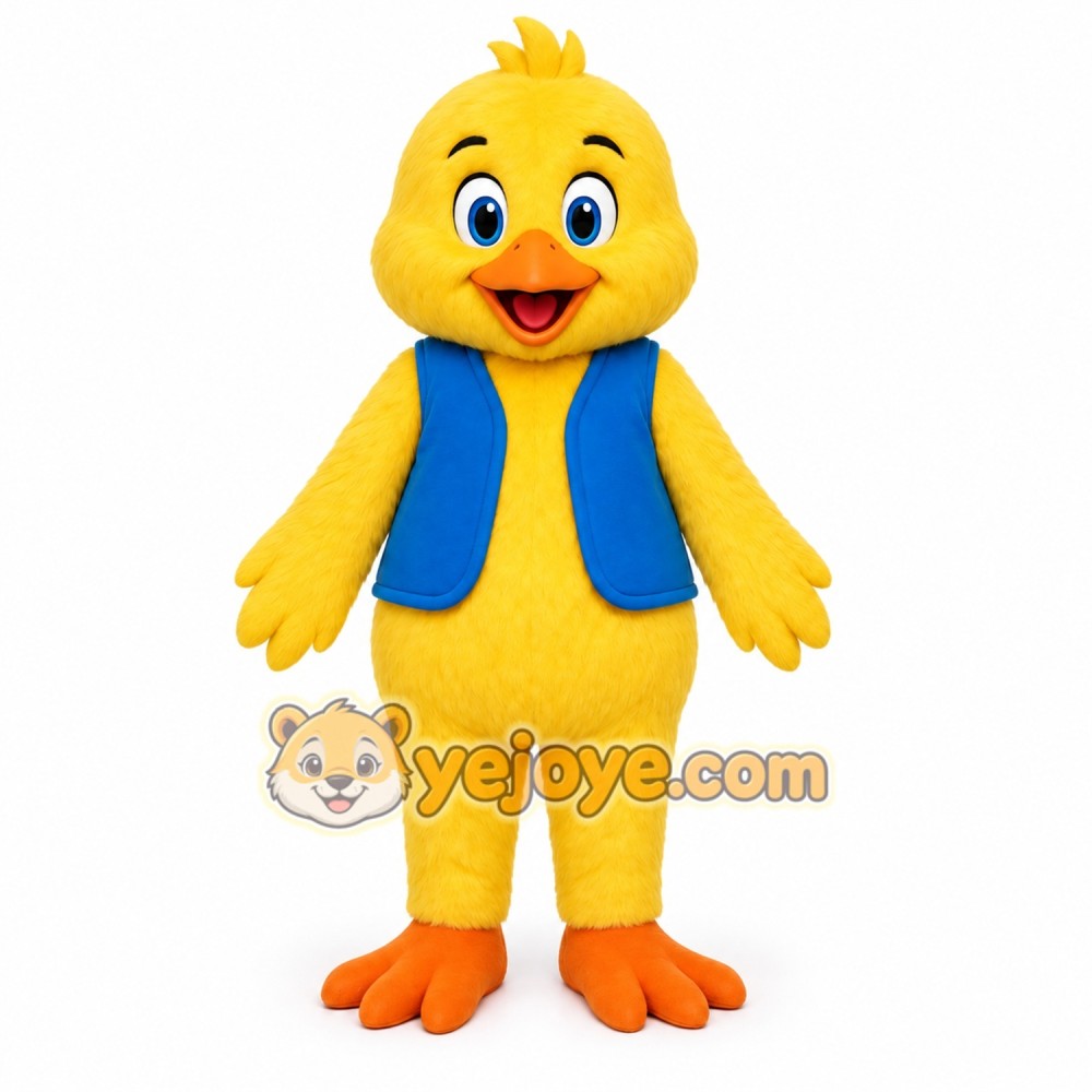 Blue Vest Chicks Animal Mascot Costume Blue Vest Chicks Animal Mascot Costume