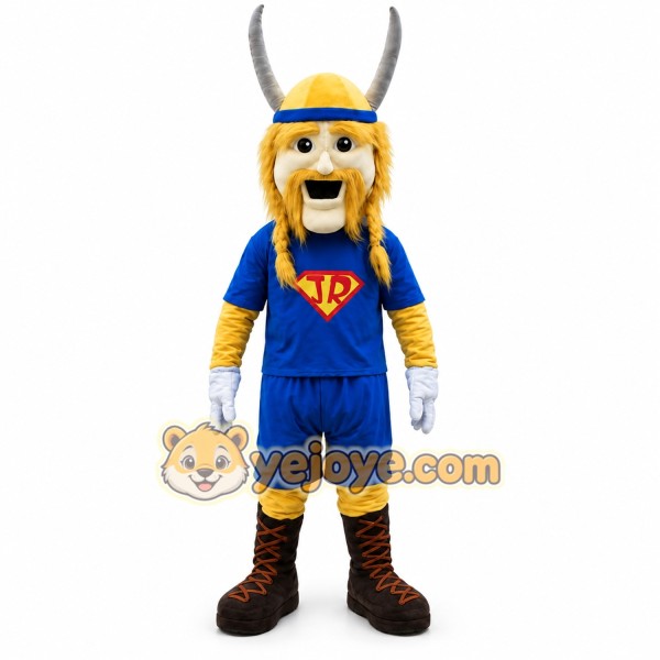 Blue Viking Man Mascot Costume