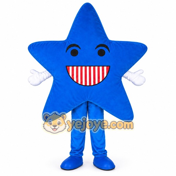 Blue_red five-pointed star Mascot Costume