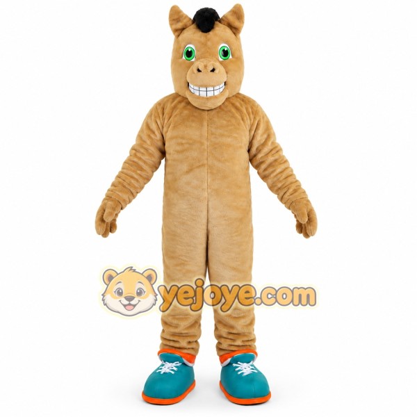 Brown Horse Cartoon Mascot Costume