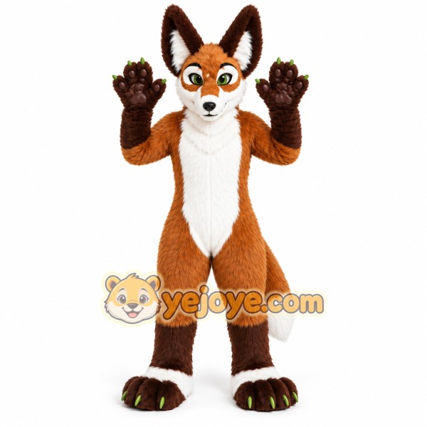 Brown Long Fur Wolf Dog Fursuit Mascot Furry Costume