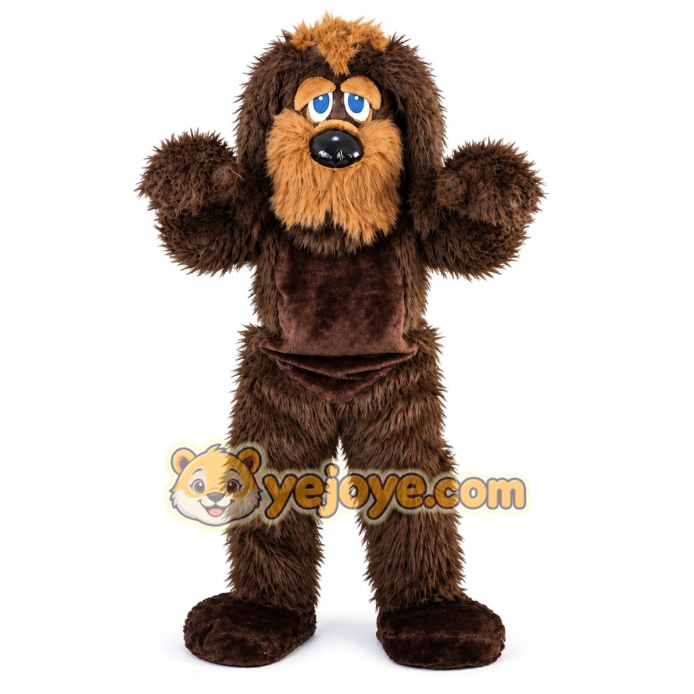 Brown Long Hairy Dog Mascot Costume for Adult