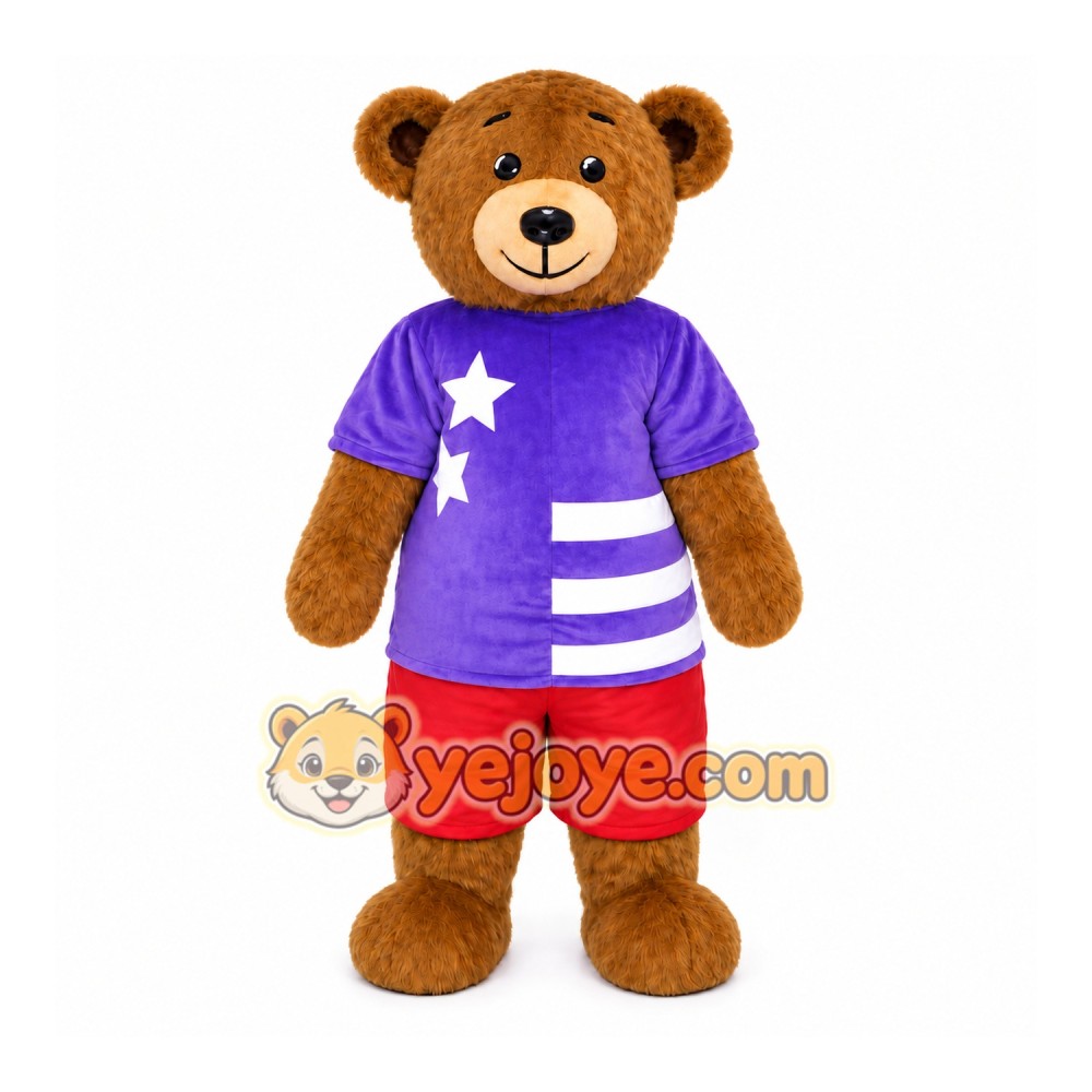 Cartoon Star Vest Plush Brown Bear Mascot Costume Cartoon Star Vest Plush Brown Bear Mascot Costume
