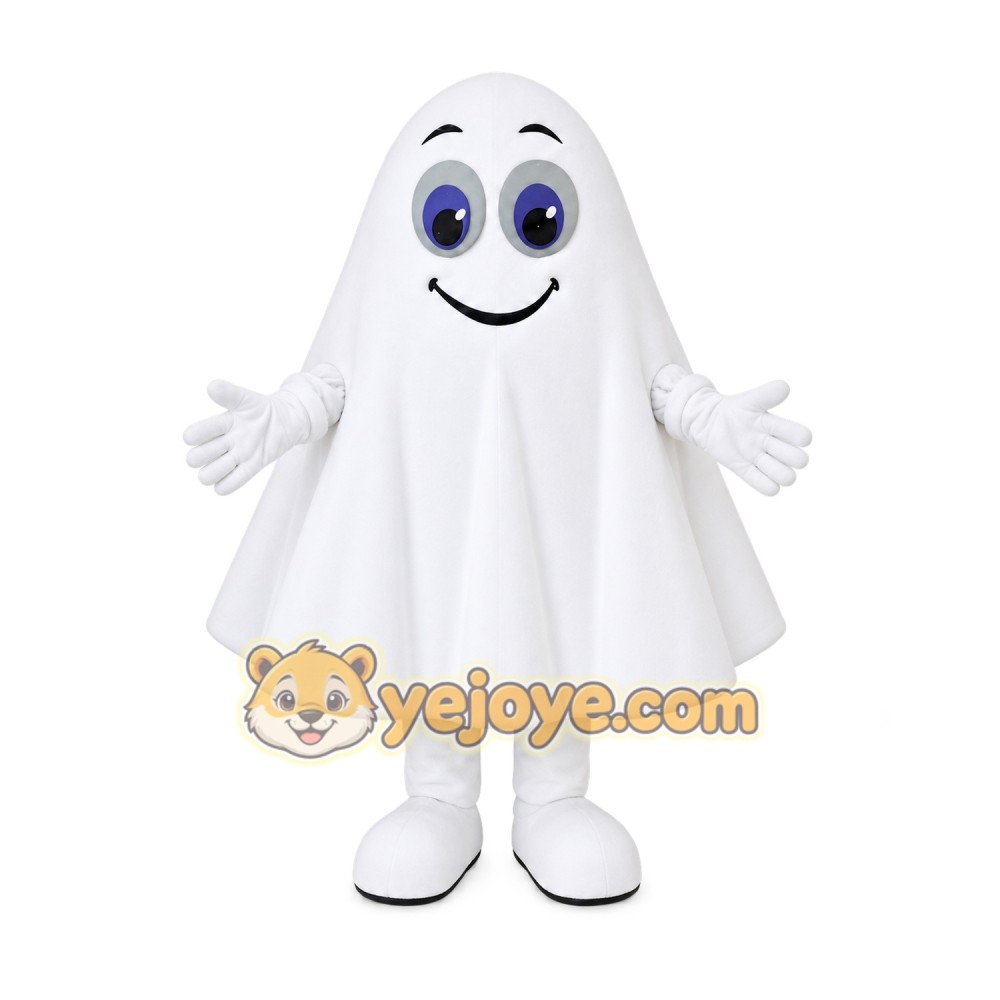 Cartoon White Ghost Mascot Costume Cartoon White Ghost Mascot Costume