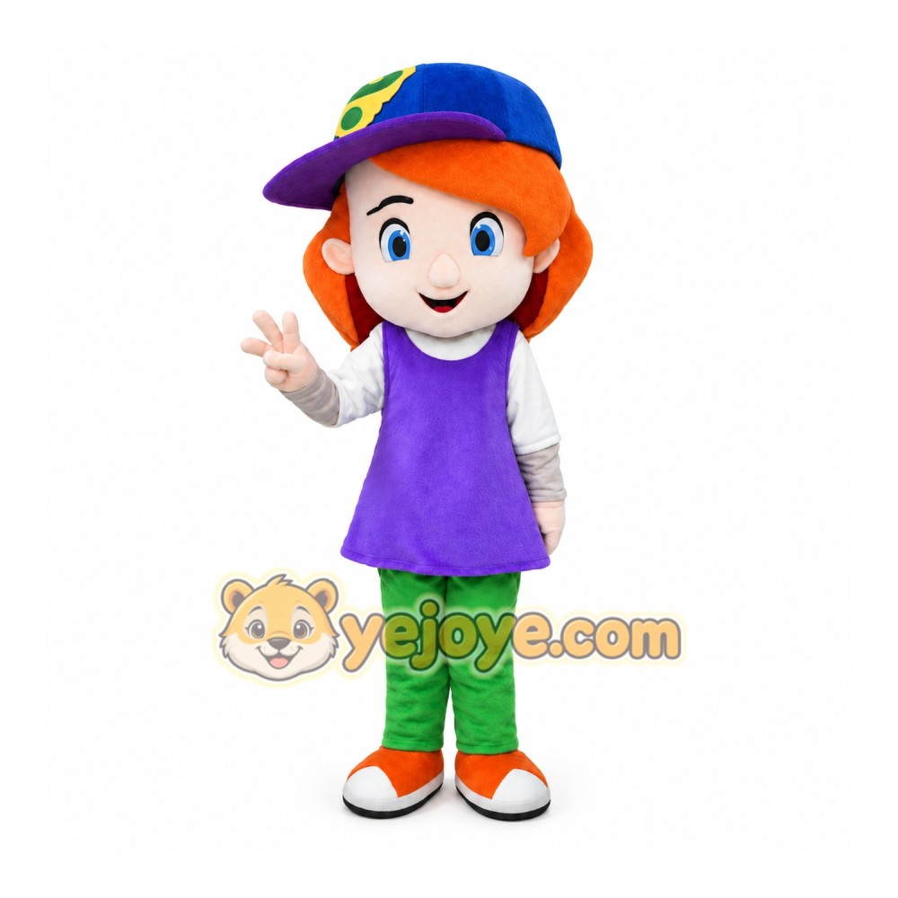 Orange-Haired Cartoon Child Mascot Costume