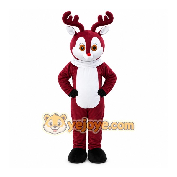 Christmas Deer Mascot Costume Red Nose Deer