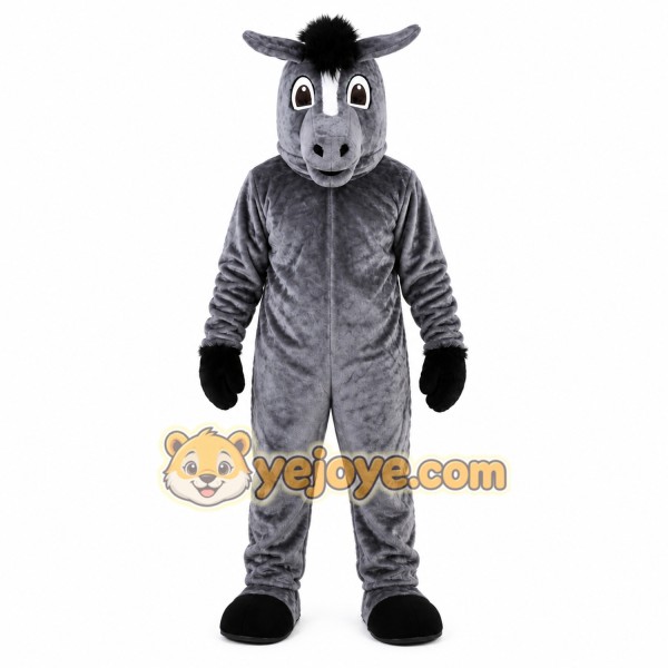 Dark Grey Horse Cartoon Mascot Costume