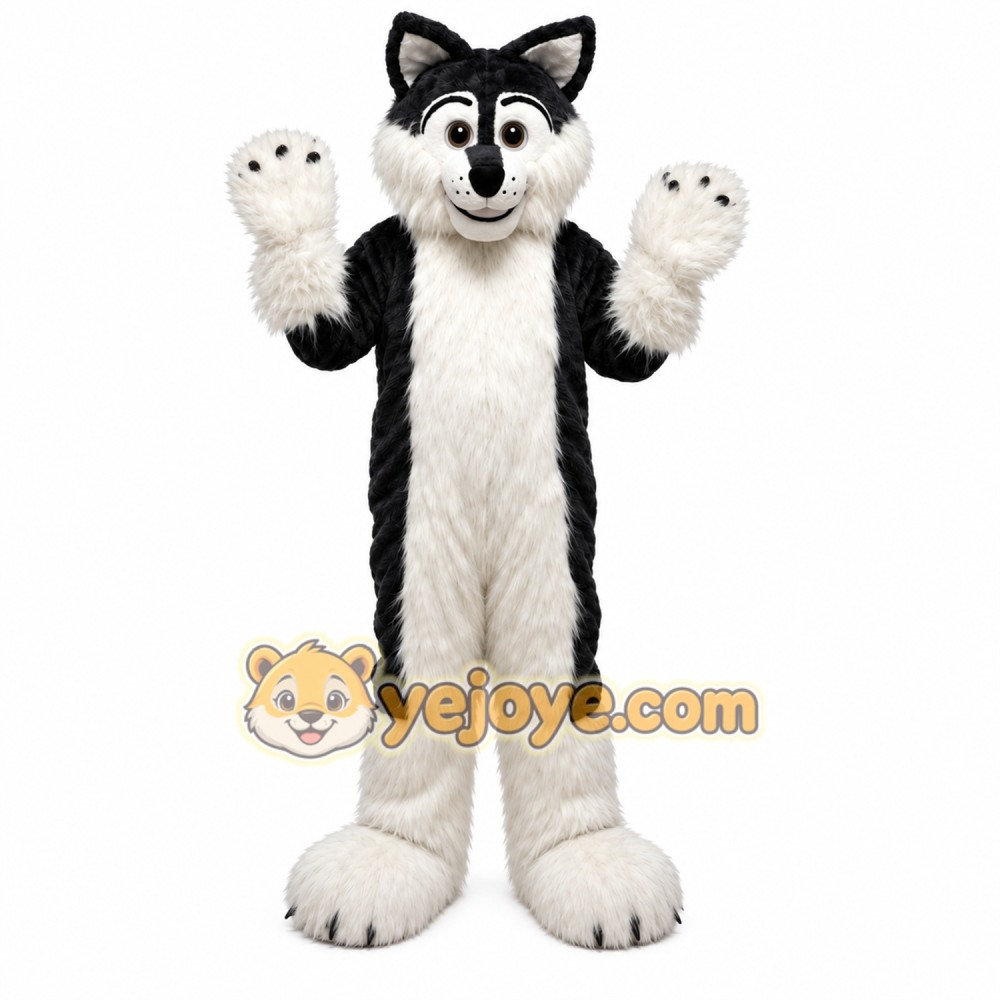 Deep Gray Long Hairy Wolf Mascot Costume for Adult Deep Gray Long Hairy Wolf Mascot Costume for Adult