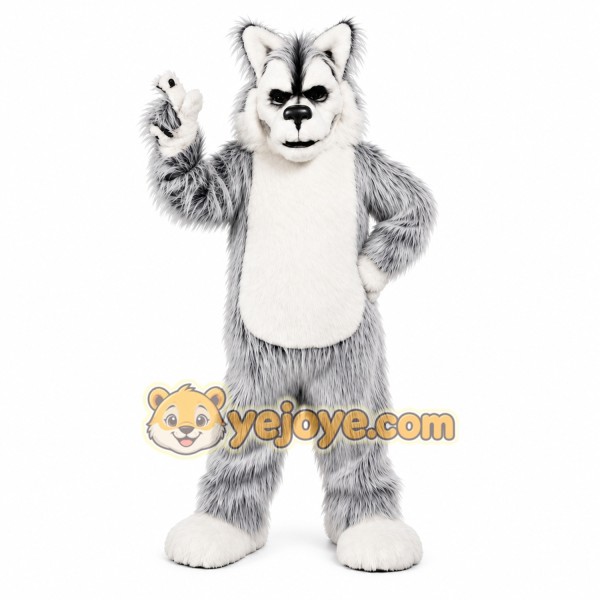 Deluxe Long Hair Light Grey Husky Mascot Costume Deluxe Long Hair Light Grey Husky Mascot Costume