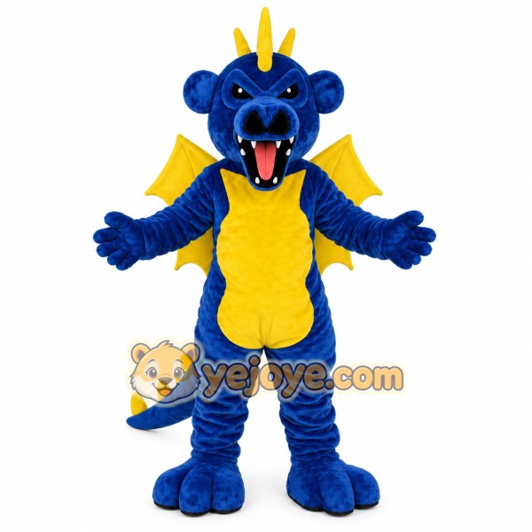 Blue Dragon with Yellow Wings Mascot Costume