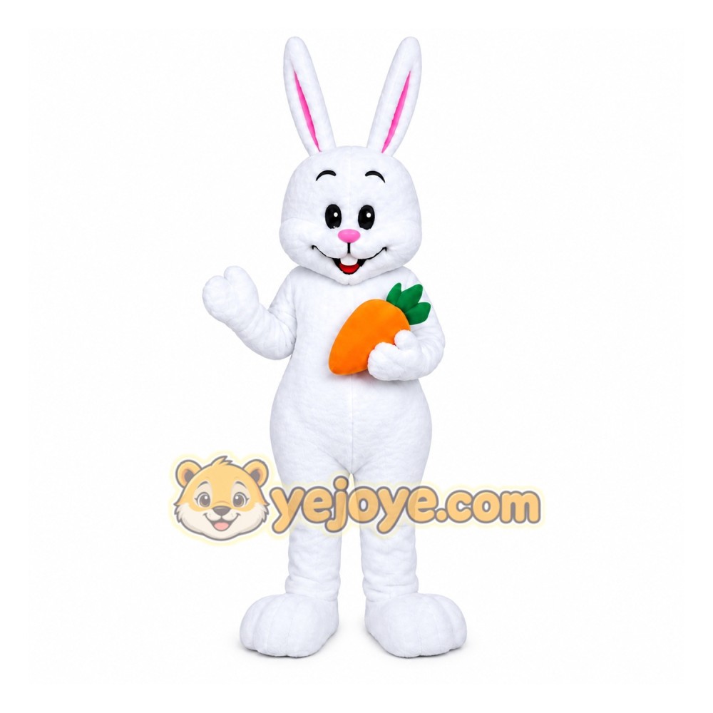 Easter Bunny White Whit Carrot Mascot Costume
