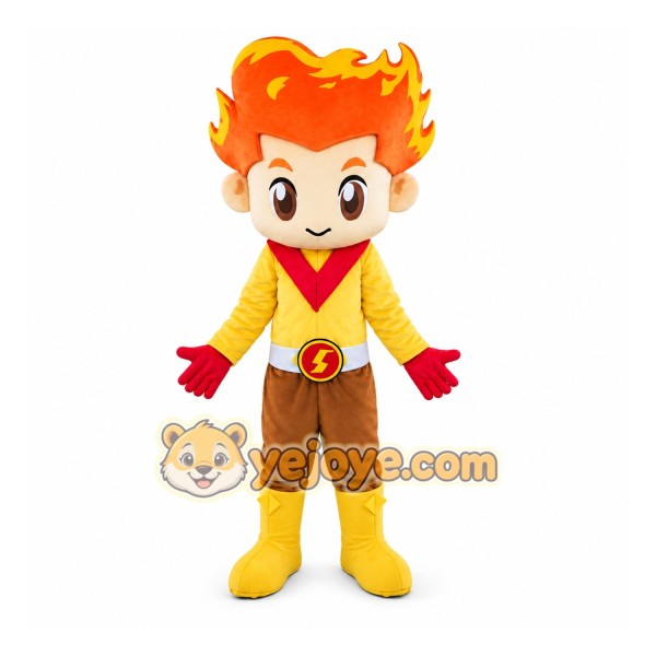 Fire Boy Costume Plush Adult Fire Head Mascot Costume