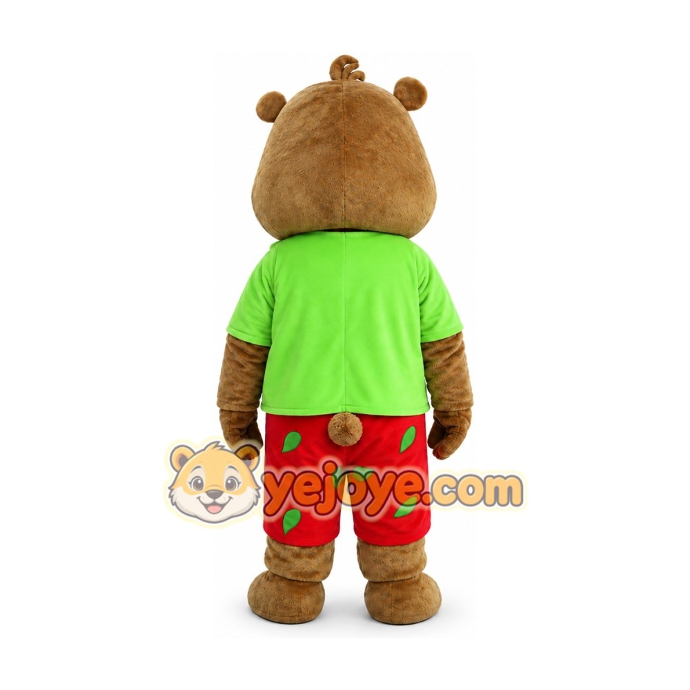 Adult Green Coat Bear Mascot Costume Adult Green Coat Bear Mascot Costume