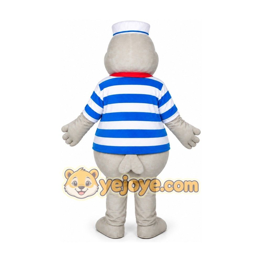 Gray Sailor Seal Mascot Costume Gray Sailor Seal Mascot Costume