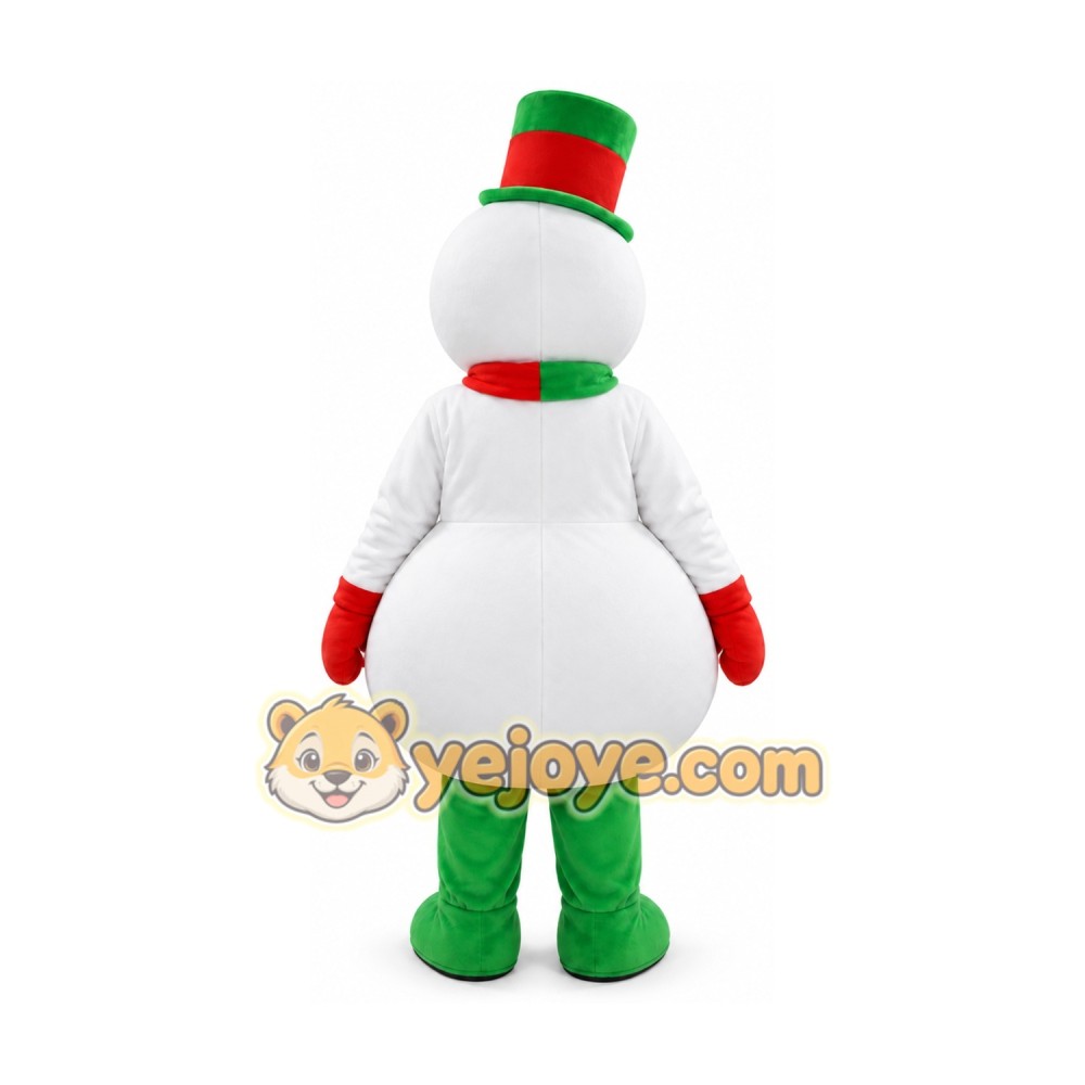 Green Boots Snowman Cartoon Mascot Costume