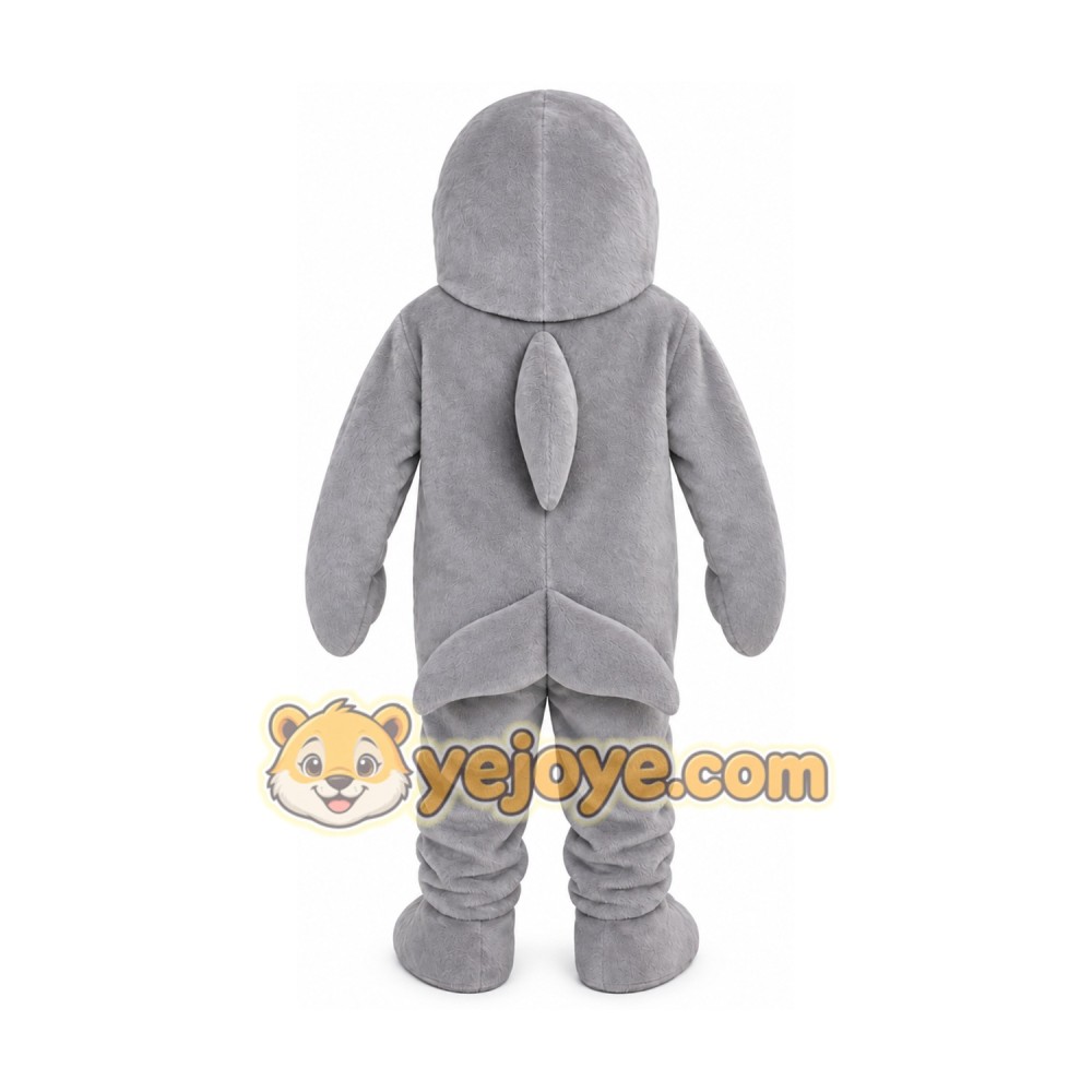 Grey Clever Dolphin Mascot Costume Adult Cartoon Character Grey Clever Dolphin Mascot Costume Adult Cartoon Character