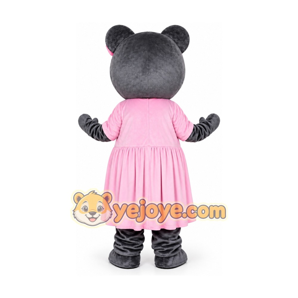 Grey Teddy Bear Mascot Costume with Pink Dress Grey Teddy Bear Mascot Costume with Pink Dress