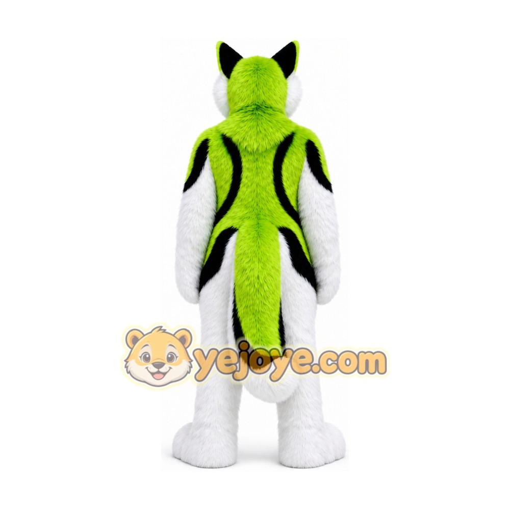 Long Fur Green White Husky Dog Fursuit Mascot Costume Long Fur Green White Husky Dog Fursuit Mascot Costume