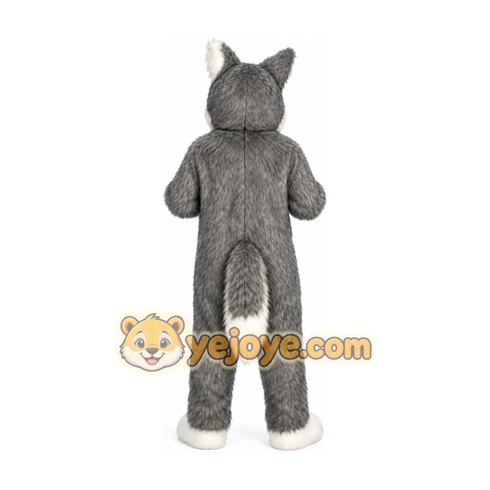 Long Gray Wolf Mascot Costume Long Gray Wolf Mascot Costume