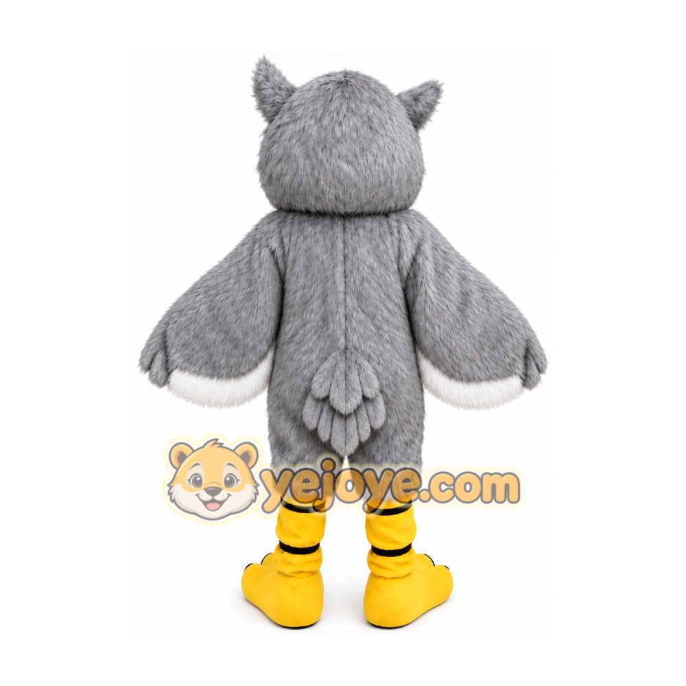 Long Hair Gray Owl Mascot Costume Adult Character Long Hair Gray Owl Mascot Costume Adult Character