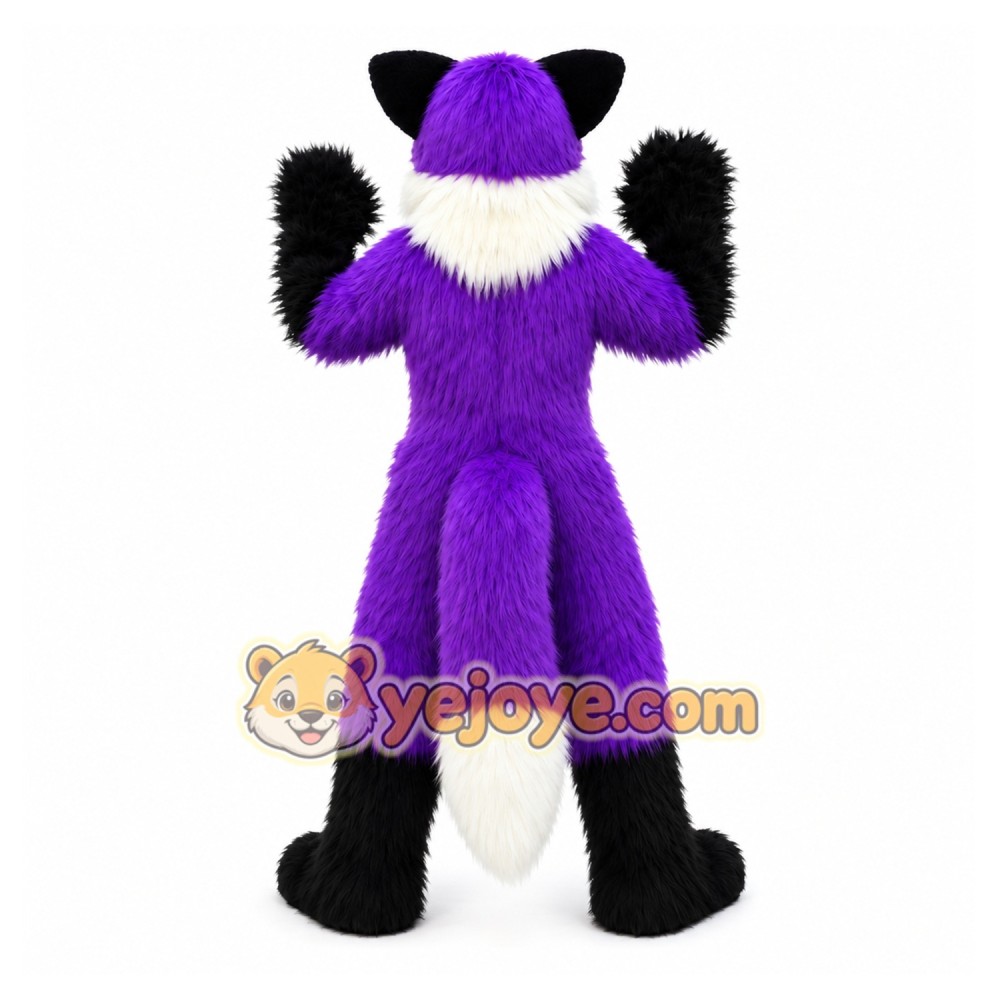 Long Hair Purple Wolf Mascot Costume