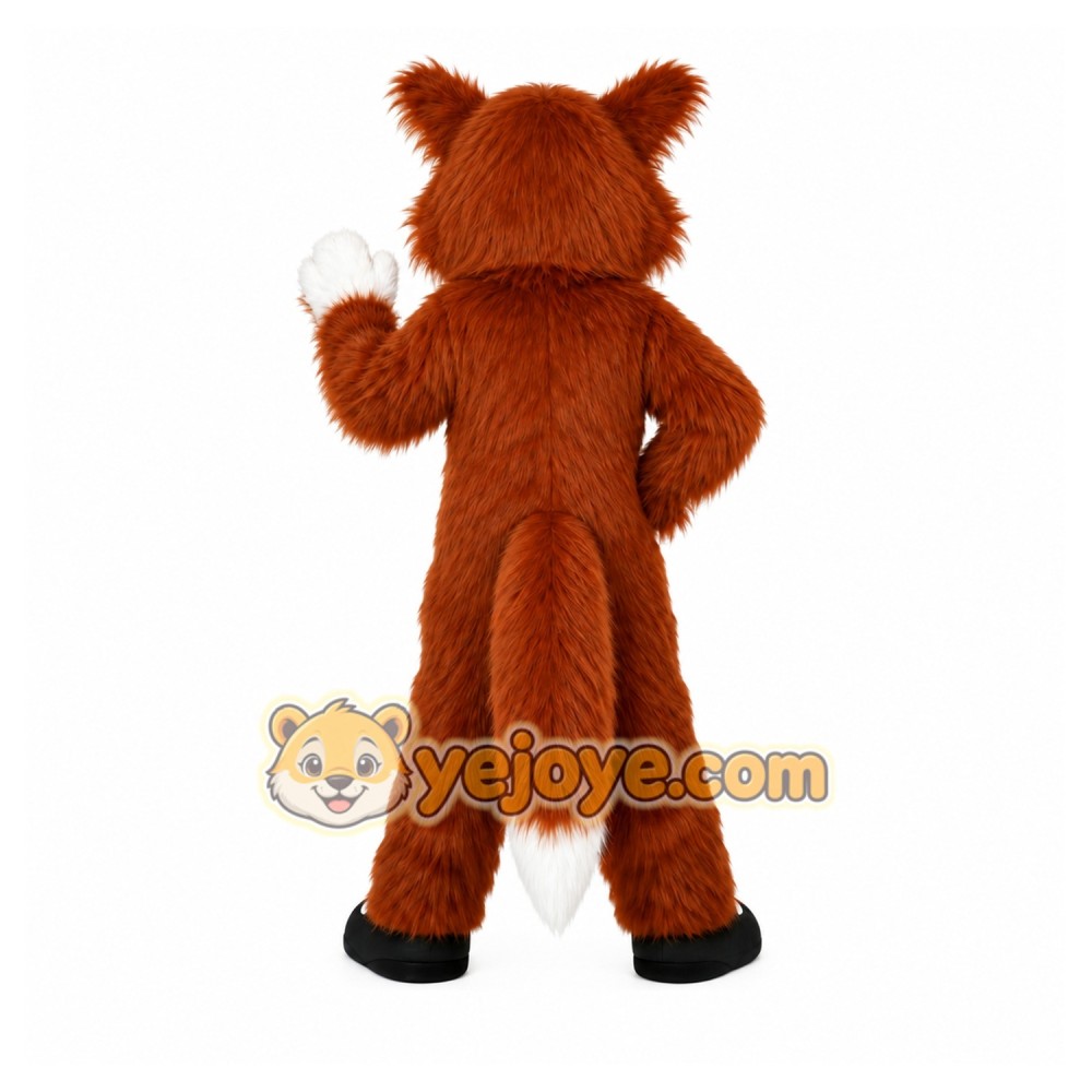Long Hairy Fox Cartoon Mascot Costume Long Hairy Fox Cartoon Mascot Costume