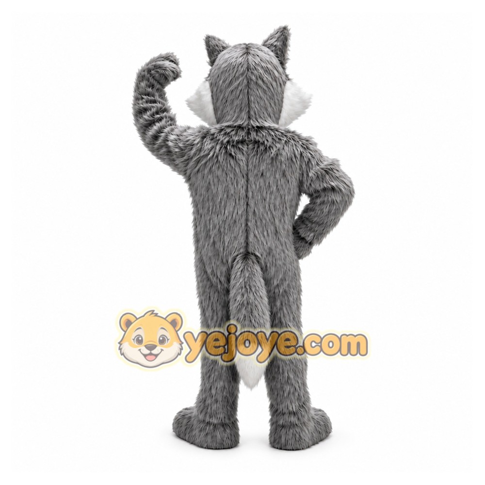 Long Plush Grey Wolf Mascot Costume Long Plush Grey Wolf Mascot Costume