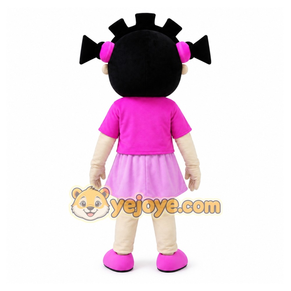 Pink Coat Girl Mascot Costume Pink Coat Girl Mascot Costume