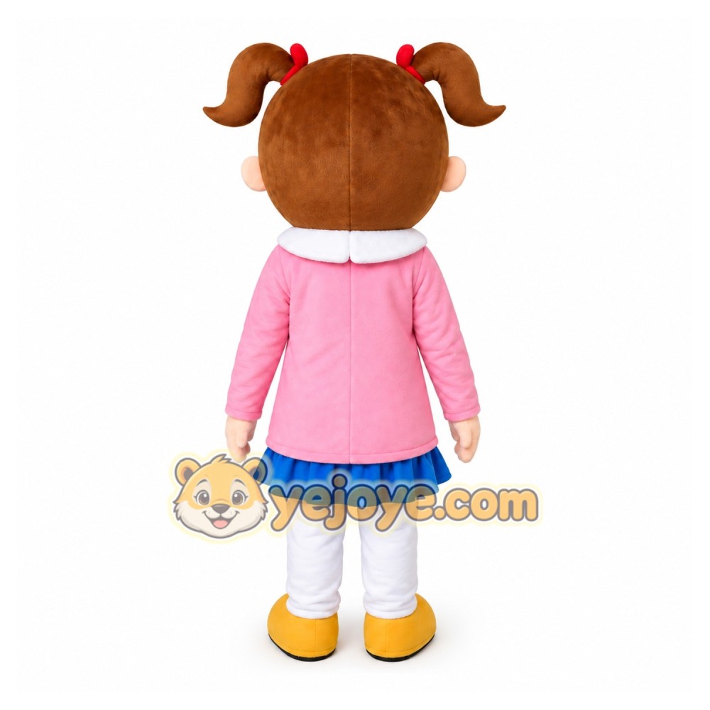 Pink Coat Girl Mascot Costumes