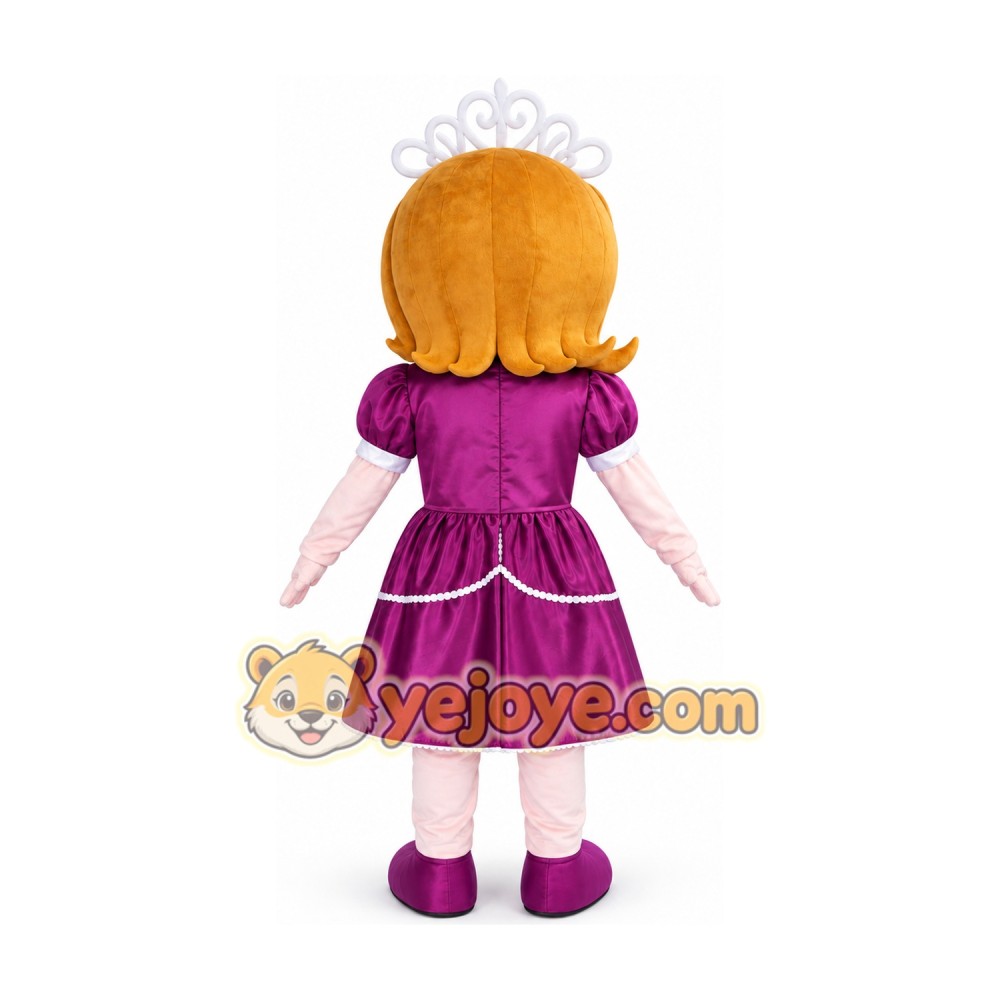 Princess in Purple Dress Mascot Costume Princess in Purple Dress Mascot Costume