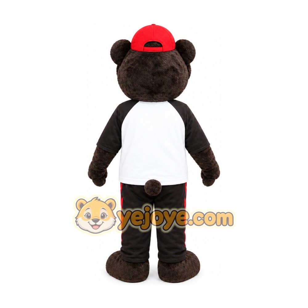 Black Bear in Baseball Cap Mascot Costume