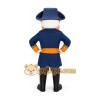 Cartoon Man in Blue Colonial Outfit Mascot Costume Cartoon Man in Blue Colonial Outfit Mascot Costume