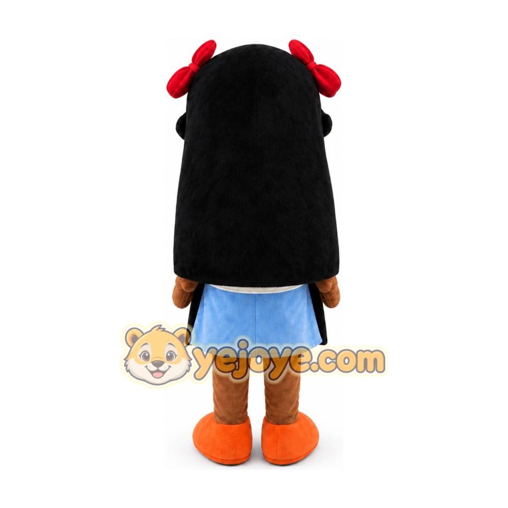 Red Bow Black Skin Girl Mascot Costumes Red Bow Black Skin Girl Mascot Costumes