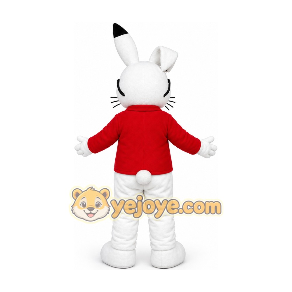 White Rabbit in Red Jacket Mascot Costume White Rabbit in Red Jacket Mascot Costume
