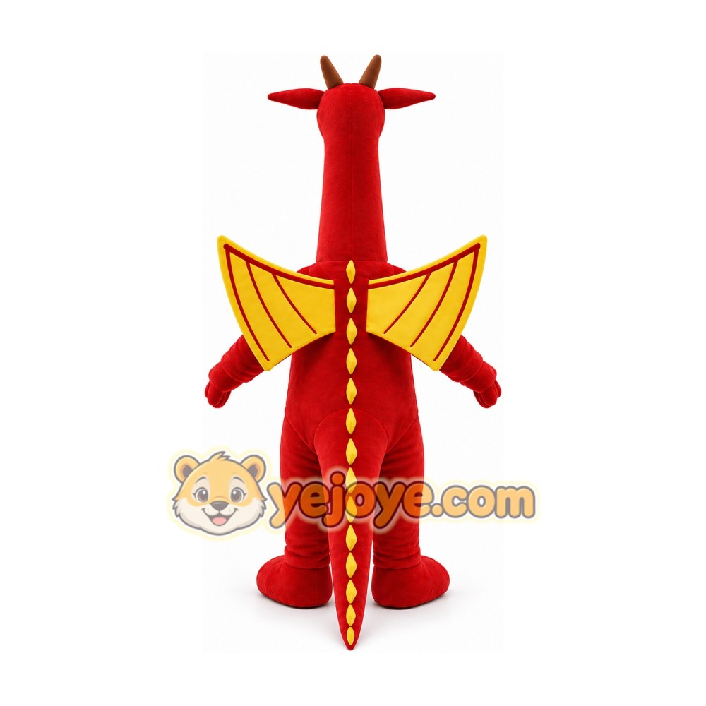 Red Dragon with Yellow Wings Mascot Costume Red Dragon with Yellow Wings Mascot Costume