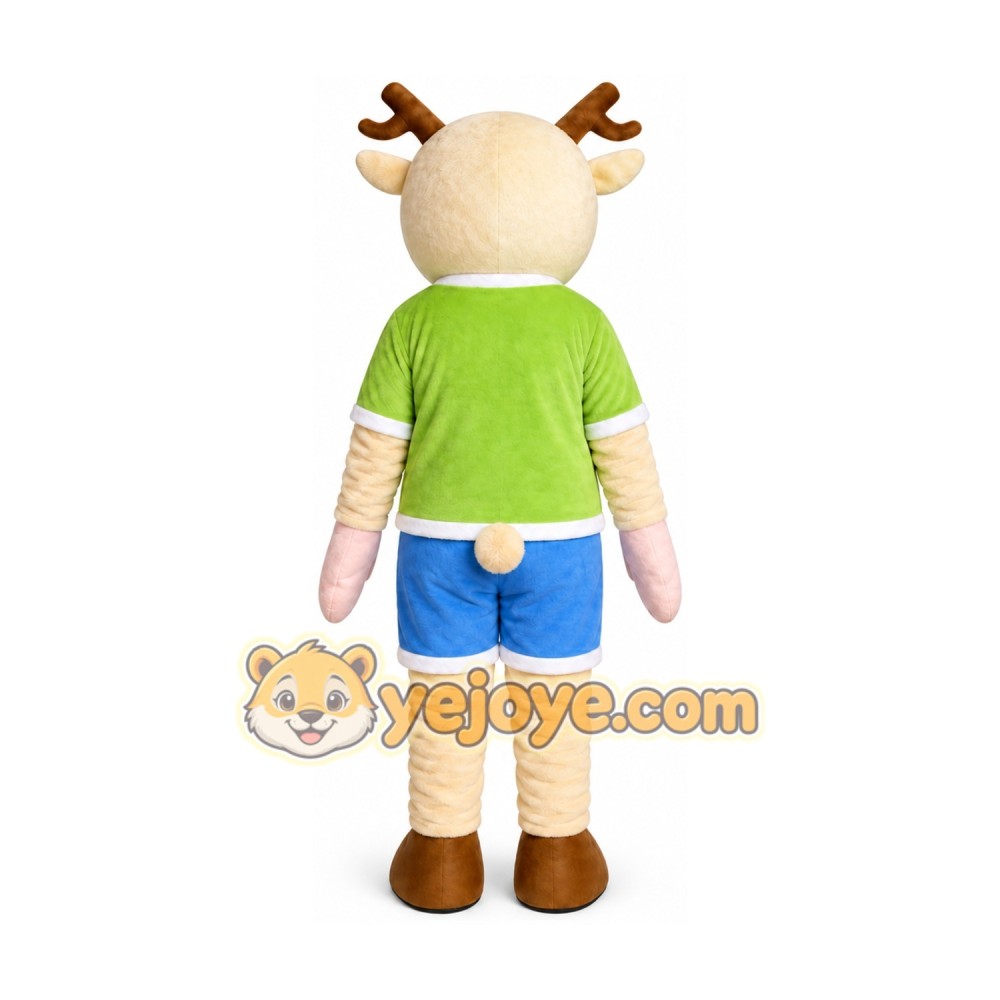 Deer in Green Shirt Mascot Costume