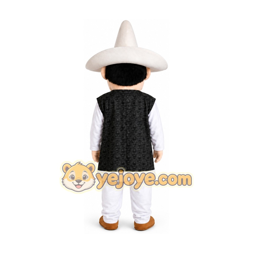 Cartoon Man in Wide Brim Hat Mascot Costume Cartoon Man in Wide Brim Hat Mascot Costume