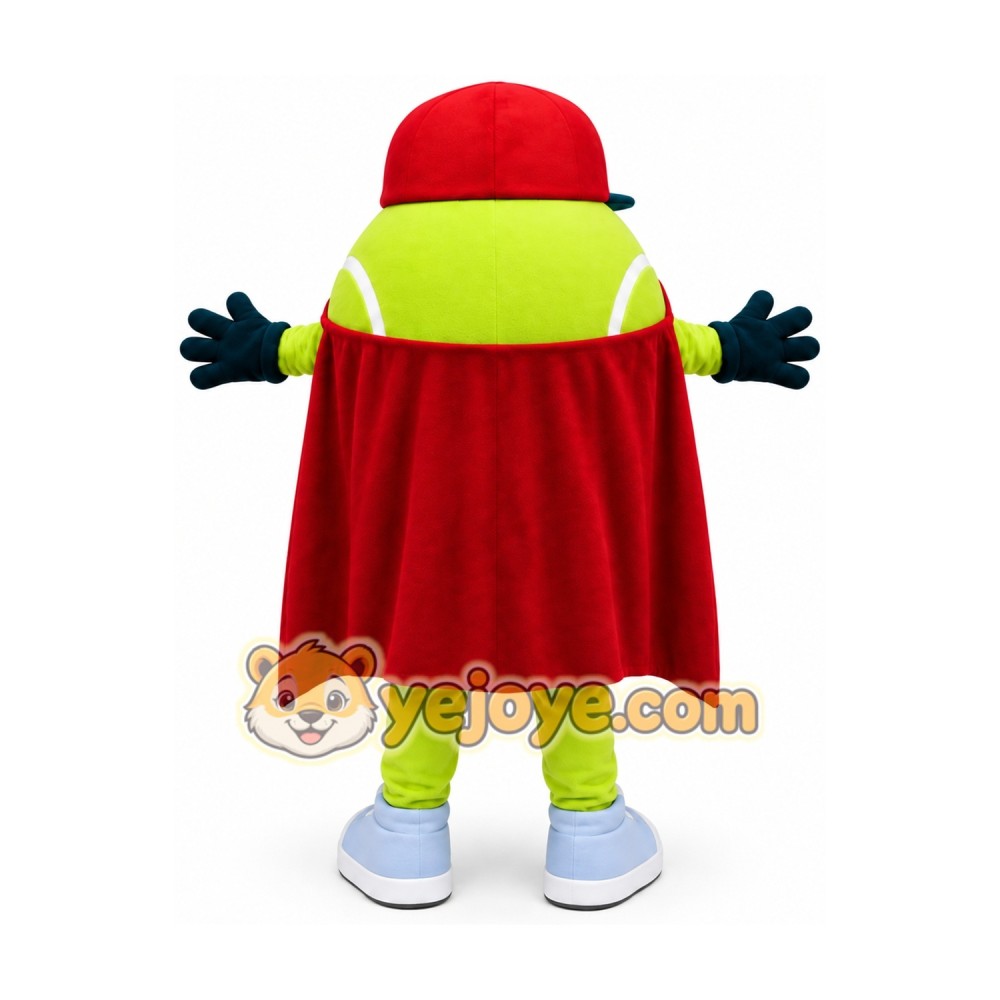 Tennis Ball Superhero Mascot Costume Tennis Ball Superhero Mascot Costume