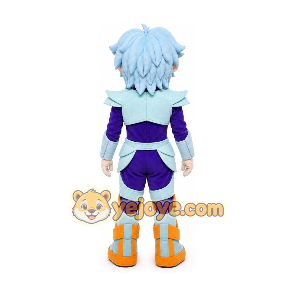 Blue-Haired Fantasy Warrior Mascot Costume