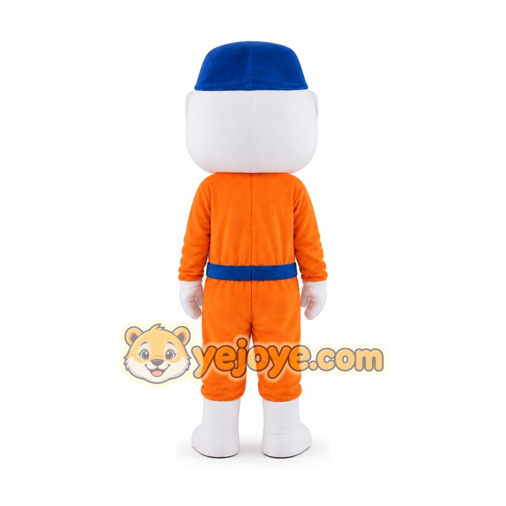 Telephonist Dressed In Orange Mascot Costume Courier Costume Telephonist Dressed In Orange Mascot Costume Courier Costume