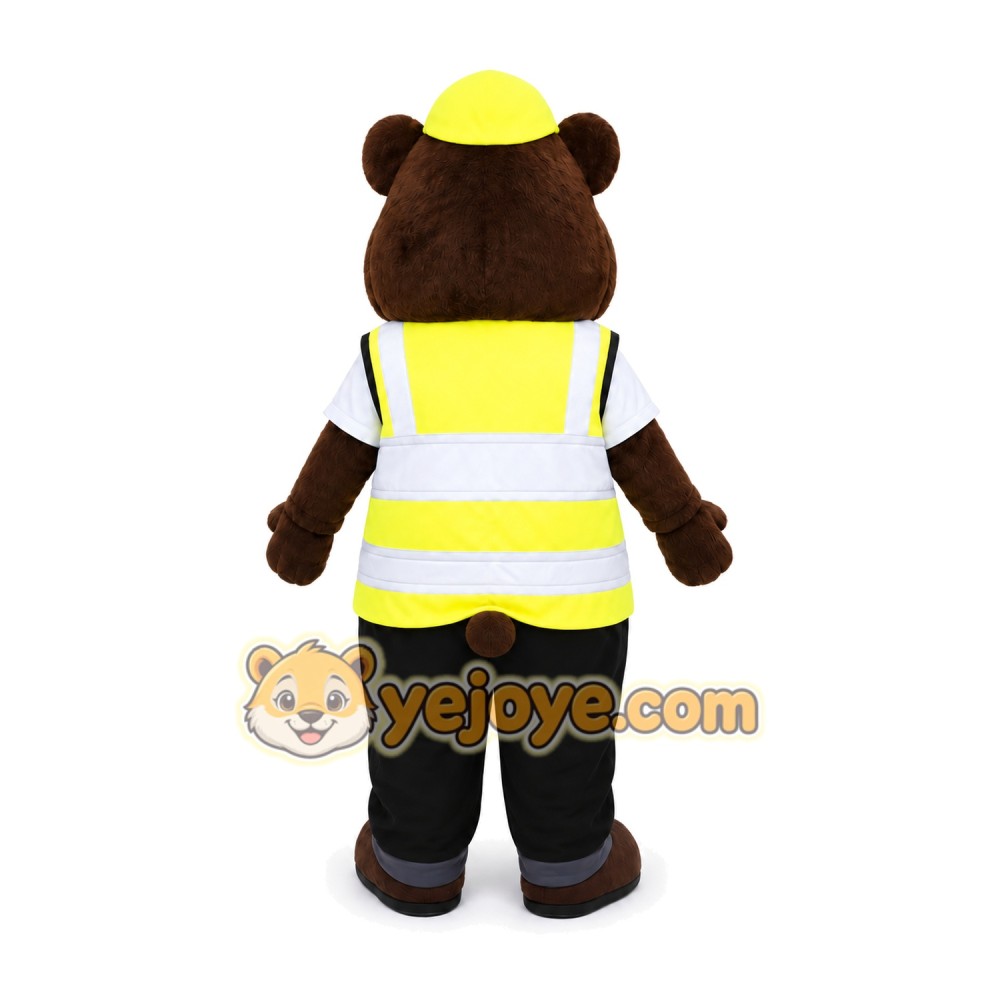 Brown Bear in Safety Vest Mascot Costume Brown Bear in Safety Vest Mascot Costume