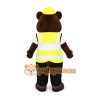 Brown Bear in Safety Vest Mascot Costume Brown Bear in Safety Vest Mascot Costume