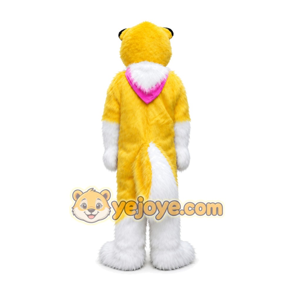 Yellow Long Fur Husky Fox Dog Mascot Costume