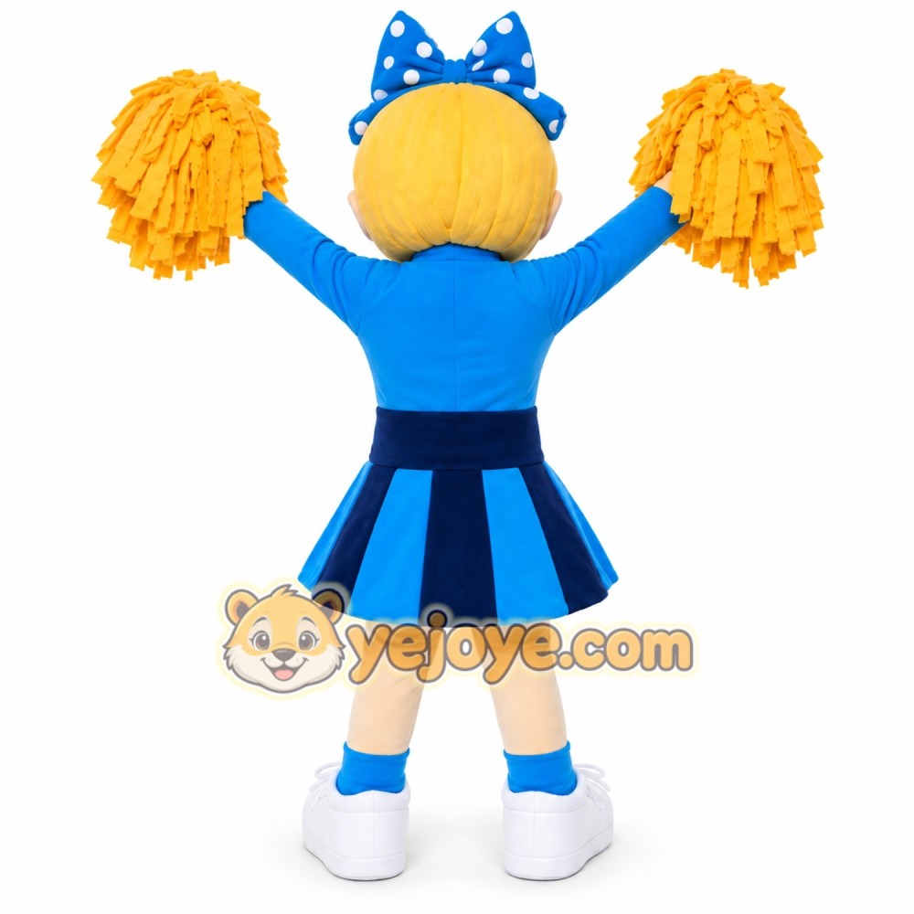 Blue Dress Cutie Cheer Leader Girl Mascot Costume Blue Dress Cutie Cheer Leader Girl Mascot Costume