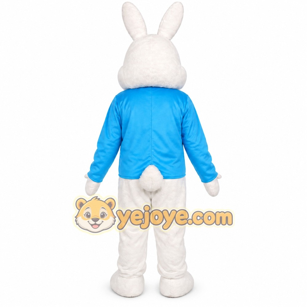 Blue Vest Easter Bunny Mascot Costume Blue Vest Easter Bunny Mascot Costume