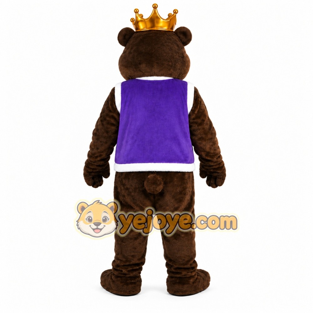 Brown Crown Bear Cartoon Mascot Costume Brown Crown Bear Cartoon Mascot Costume