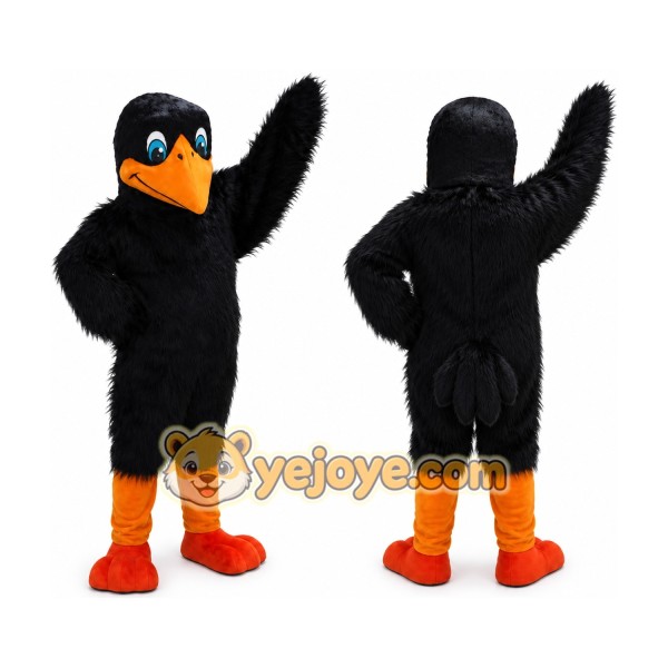 Adult Black Bird Eagle Cartoon Mascot Costume