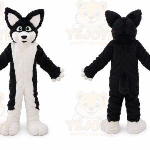 Adult Black Dog Fox Fancy Cartoon Mascot Costume