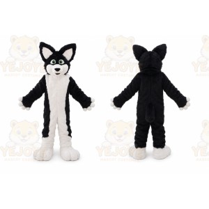 Adult Black Dog Fox Fancy Cartoon Mascot Costume